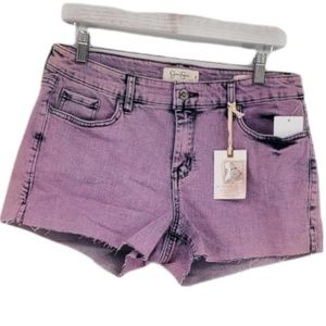 Jessica Simpson Fair Orchid Distressed Acid Wash Mid Rise Cut Off Jean Short 32